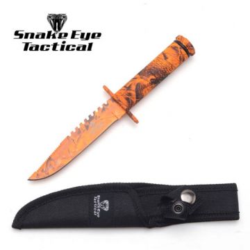 Snake Eye Survival Knife with Nylon Case 8.5" Orange Lava Camo (HK-690OC)
